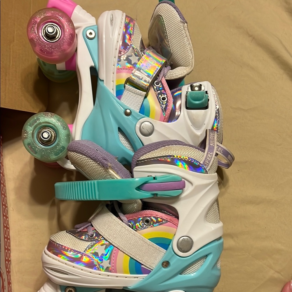 Colorful Kids Roller Skates with Rainbow Design